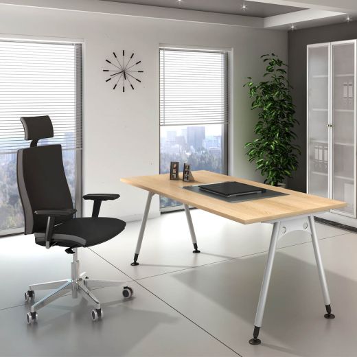Büro Schreibtisch Ergonomic Plus A mit A-Fuß Gestell, H650-750