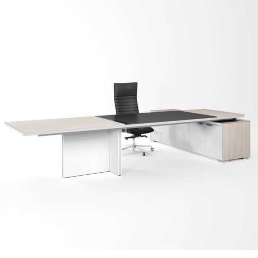 Chef-Schreibtisch Ario mit Besprechungstisch & Lowboard