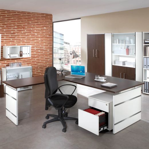 Büro Schreibtisch ROUND mit Sideboard | Insemo